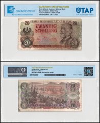 BANKNOTESコレクション 20枚 Austria 20 Schilling Banknote, 1956, P-136, Used